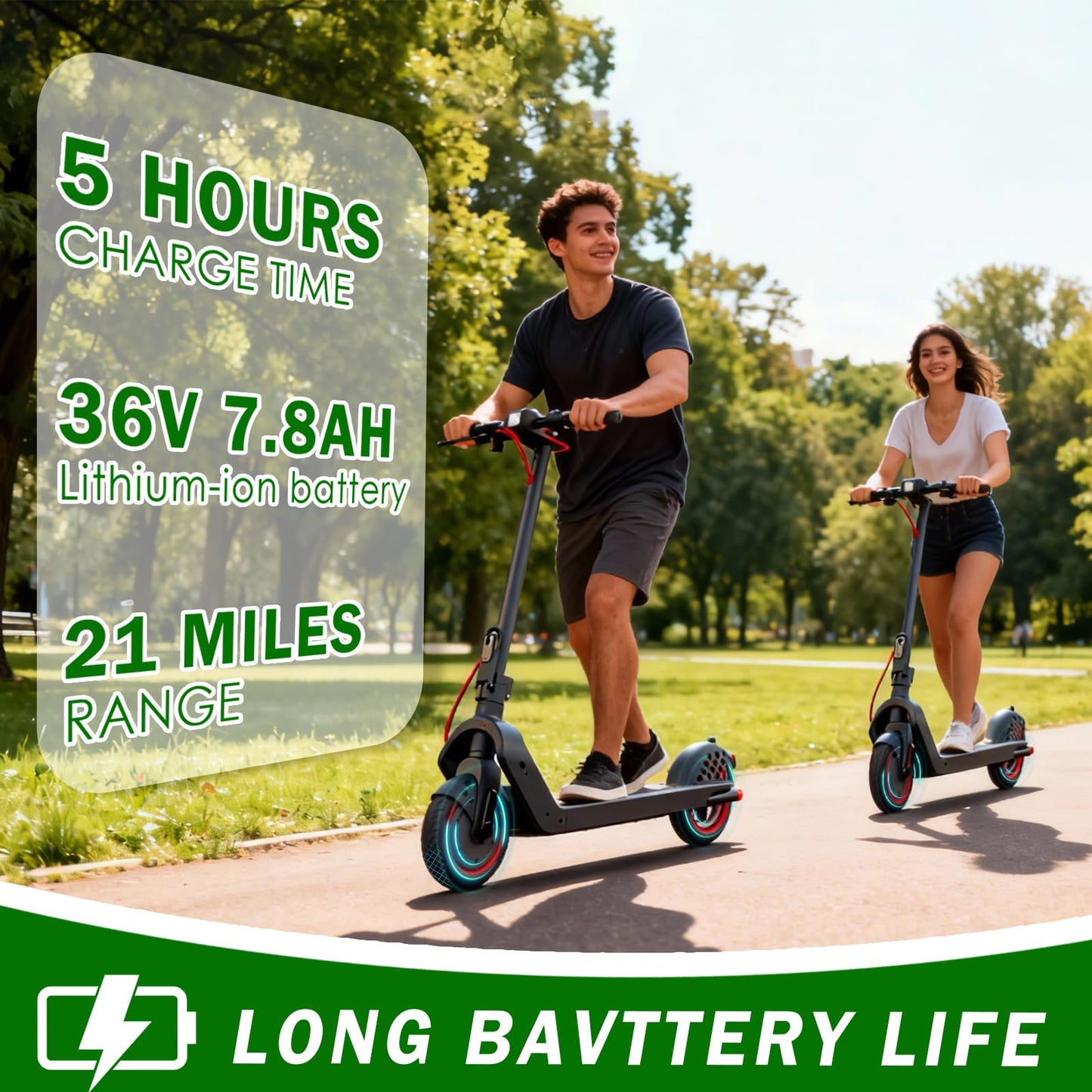 UrbanFish Electric Scooter, 350W/500W, 8.5" Tires, 17~20 Miles Range, 16/19 Mph, Folding E-Scooter with Dual Braking，APP Control (500-7.8AH)