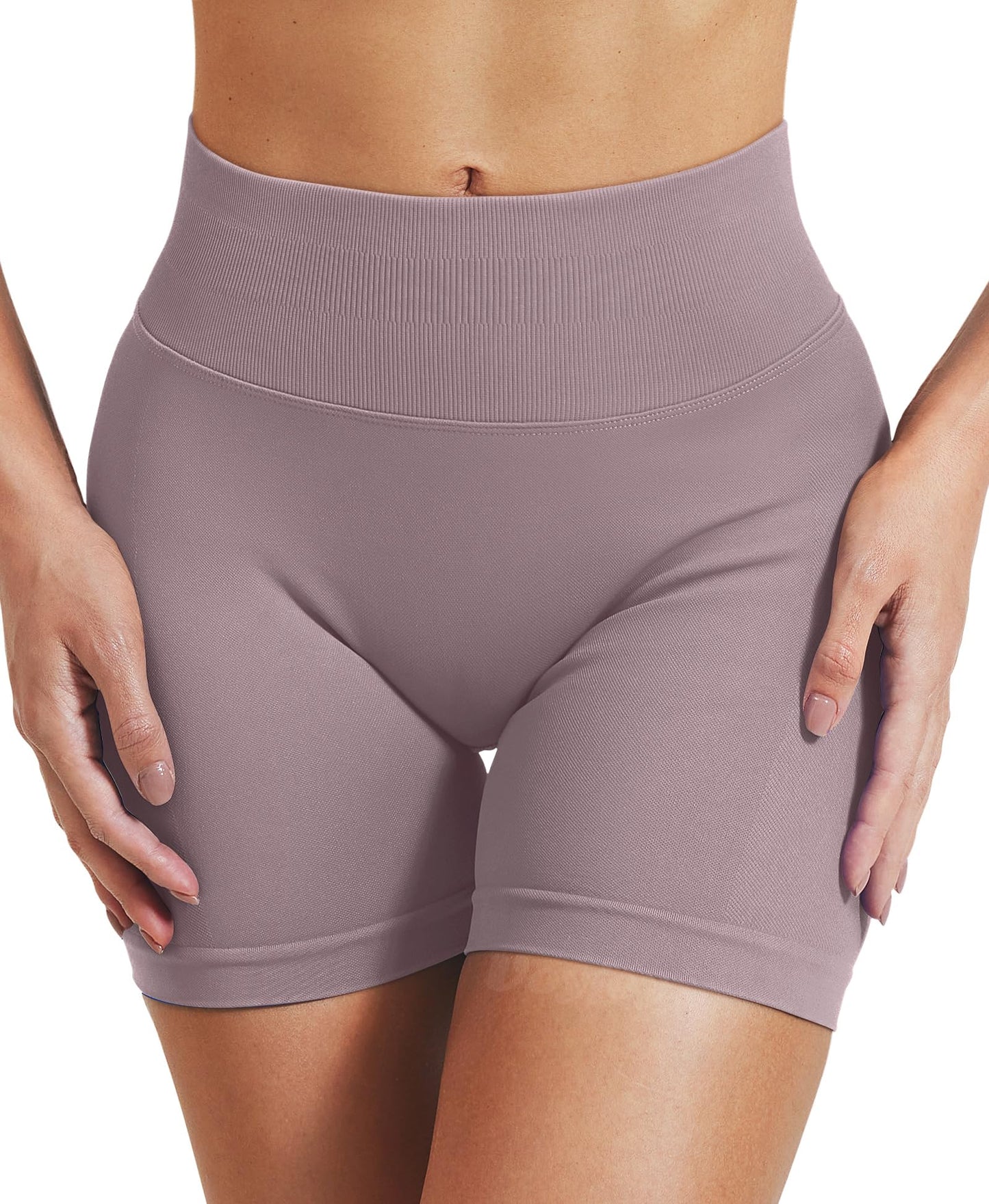 VOYJOY Women Workout Impact Shorts 2.5"/ 3.6"/ 4.5"/ 6" Scrunch Butt Lifting Gym Seamless Booty Biker Shorts Mocha