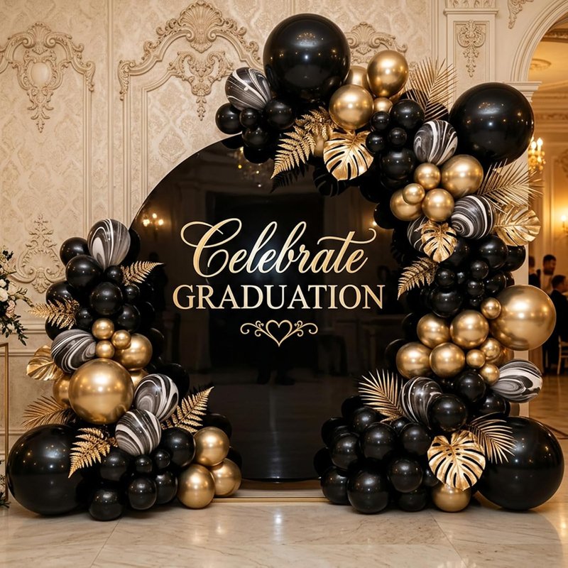Gold Balloon Garland Arch Kit - 129pcs Metallic Balloons in 5-18 Inch Sizes for Graduation, Weddings, and Birthday Parties