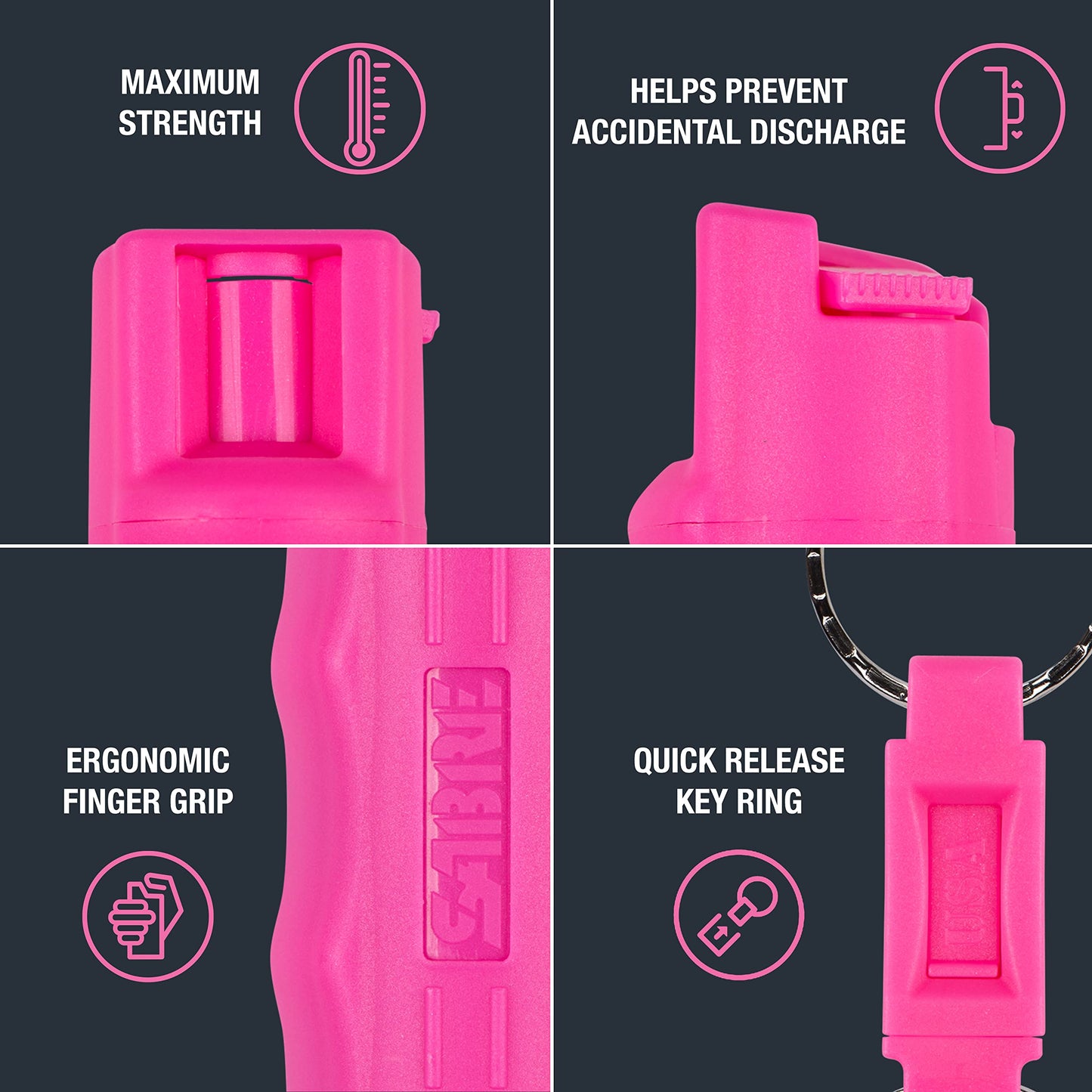 SABRE Pepper Spray And 2-in-1 Stun Gun and Flashlight, 25 Bursts of Max Strength OC Spray, Intuitive Finger Grip, 0.54 fl oz, Painful 1.160 µC Charge, 120 Lumens, Rechargeable, Safety Switch, Holster