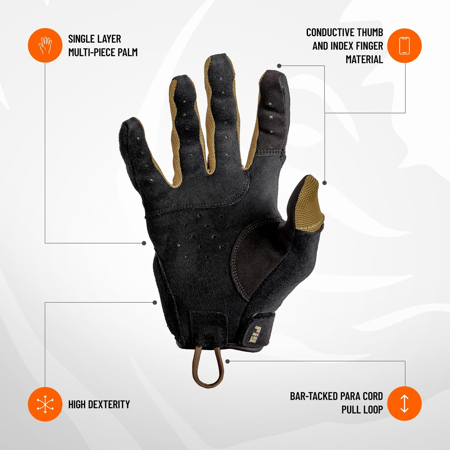 PIG FDT Alpha Full Dexterity Gloves, 1 Pair, Coyote Brown, Small