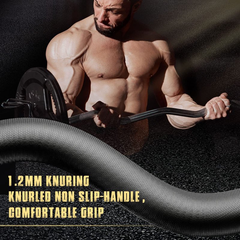Elevens Olympic Barbell EZ Bar Curl Bar 4ft/5ft/7ft for 2 Inch Weight Plates, Perfect for Home Fitness (300lb/330lb/400lb/700lb/1000lb/1500lb)