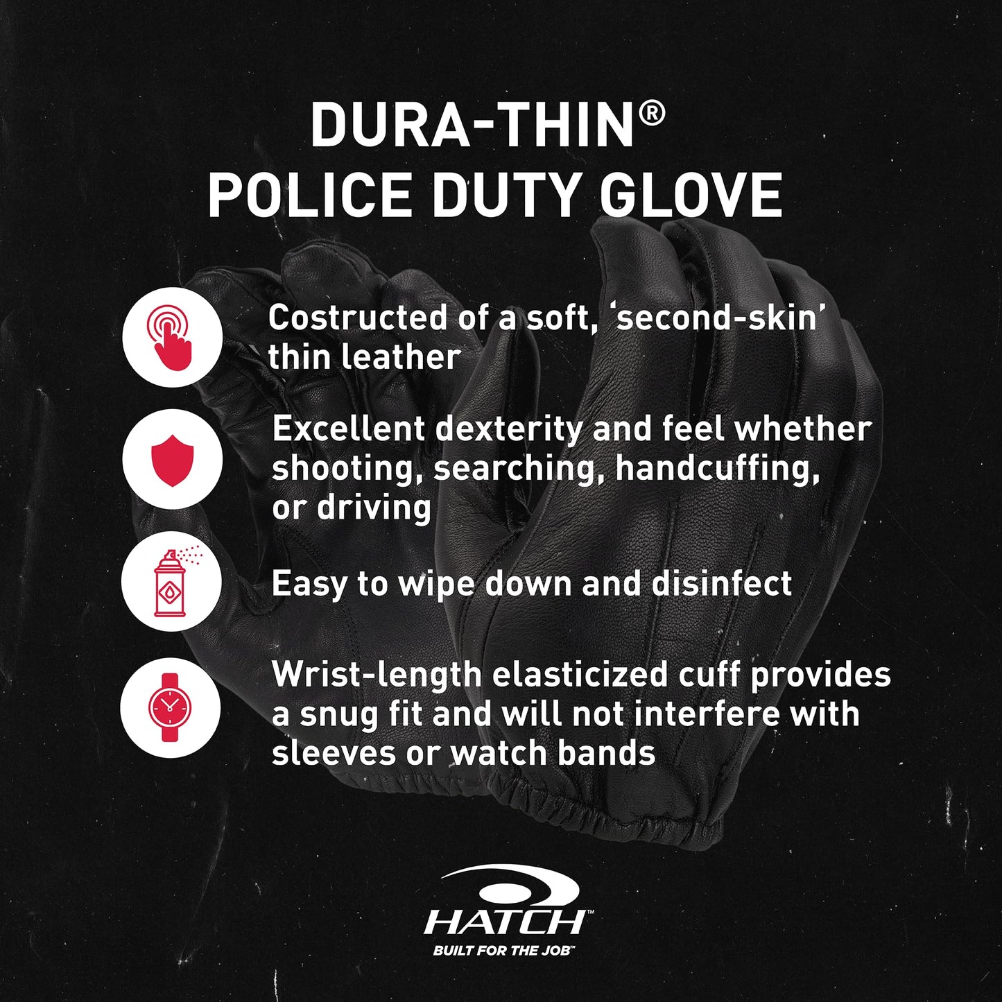 HATCH Large Protective Glove, Black, Unisex