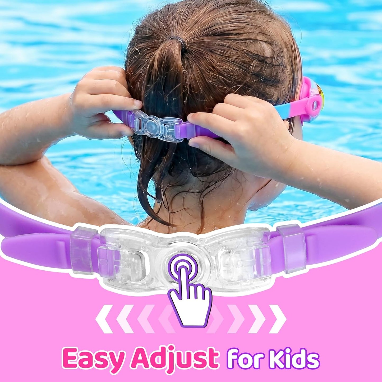 Vvinca Kids Swimming Goggles - Anti-Fog UV Protection | Leak-Proof Design, 2-Pack for Ages 3-15