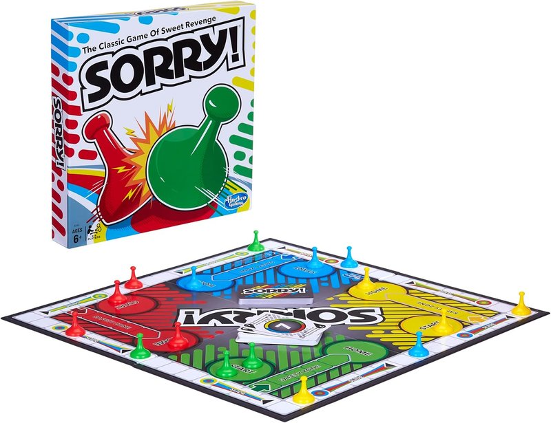 Sorry! Board Game for Kids | Classic Family Fun for Ages 6+ | 4 Player Pawns Included