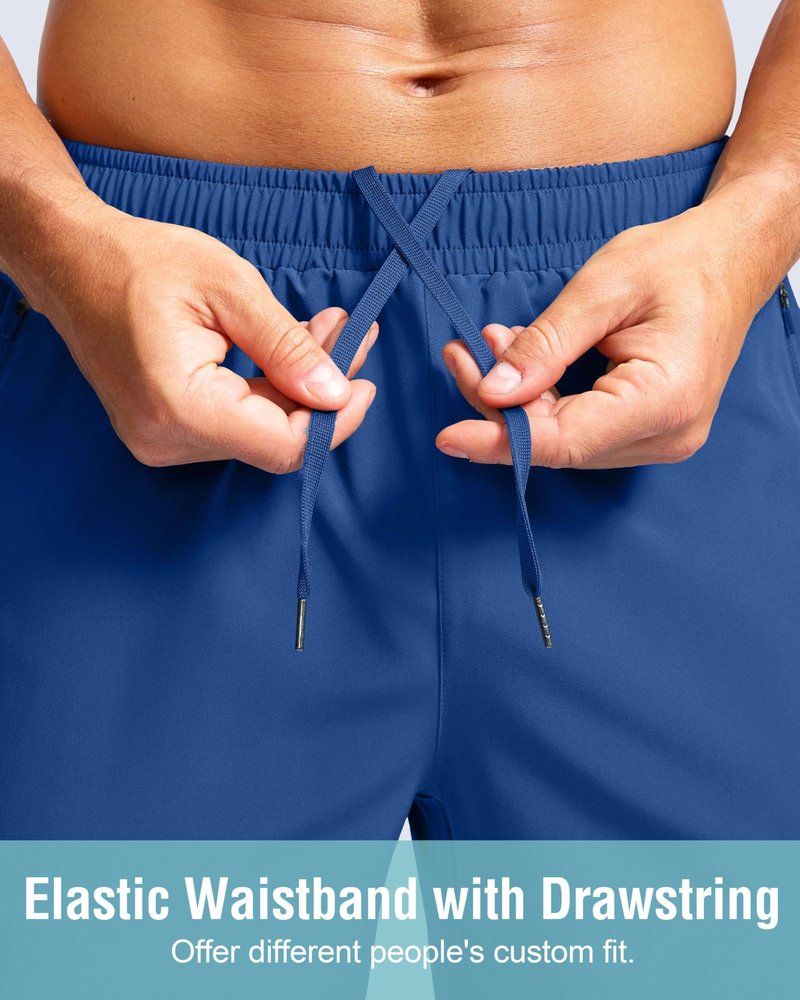 G Gradual Men's Athletic Running Shorts with Zipper Pockets Quick Dry 7"/ 5"/ 9" Workout Gym Shorts for Basketball Hiking(Royal Blue,5S)