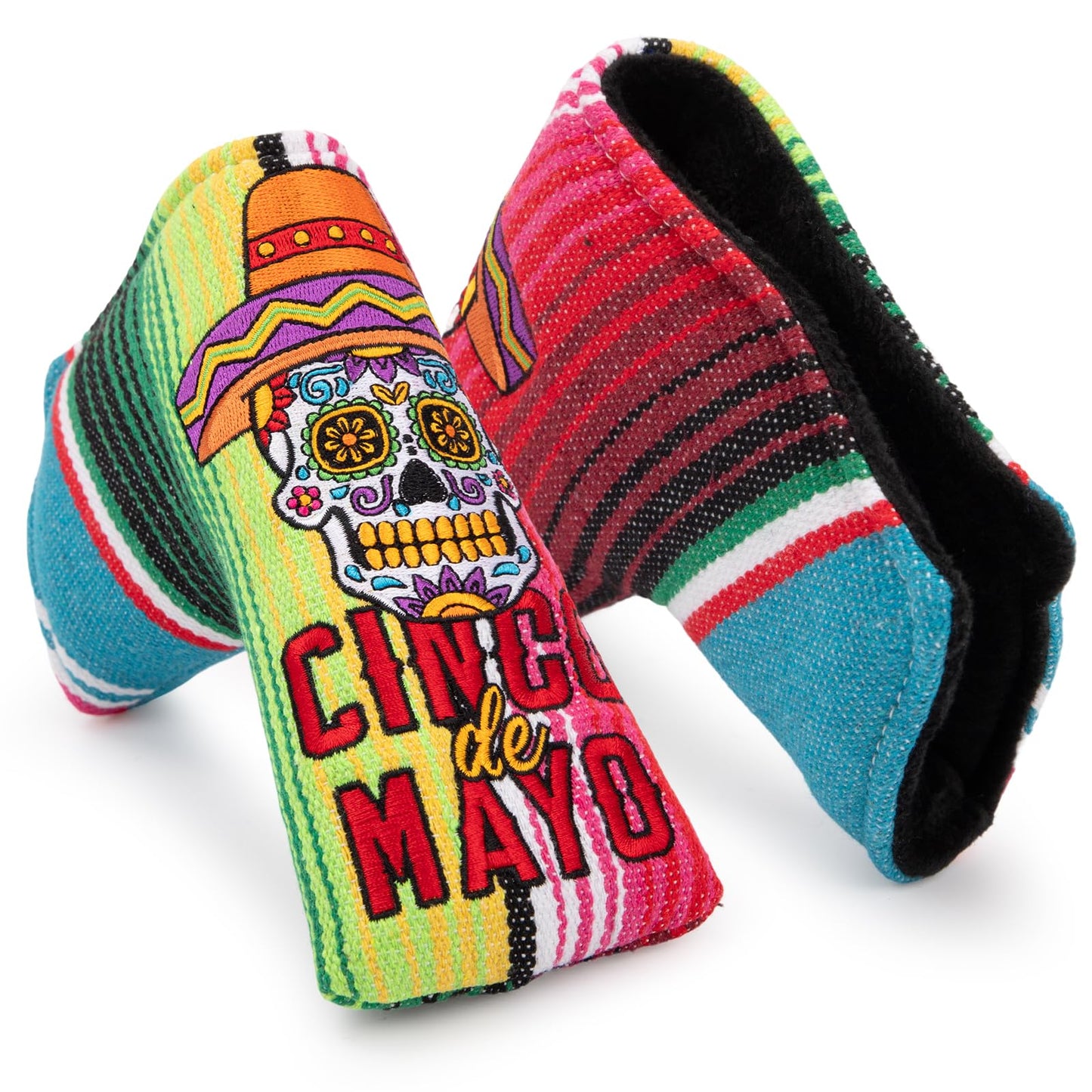 Golf Blade Putter Cover, Golf Blade Covers with Strong Magnetic Closure, Colorful Skull Design Putter Head Cover Durable Canvas Material Blade Putter Headcover