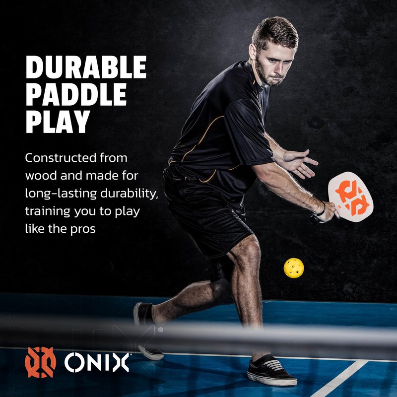 Recruit by ONIX Pickleball Starter Set - Includes Two Poplar Wood Paddles and Two Yellow Balls