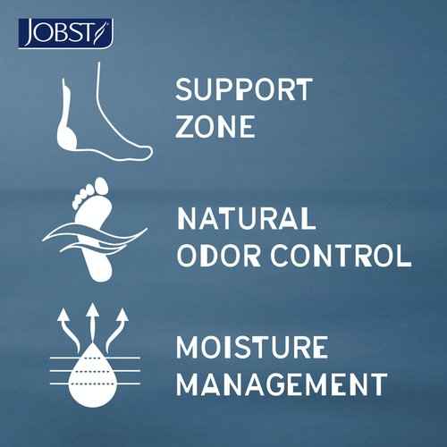 BSN Medical 7529002 JOBST Sock, Knee High, 20-30 mmHg, Closed Toe, Large, White/Grey