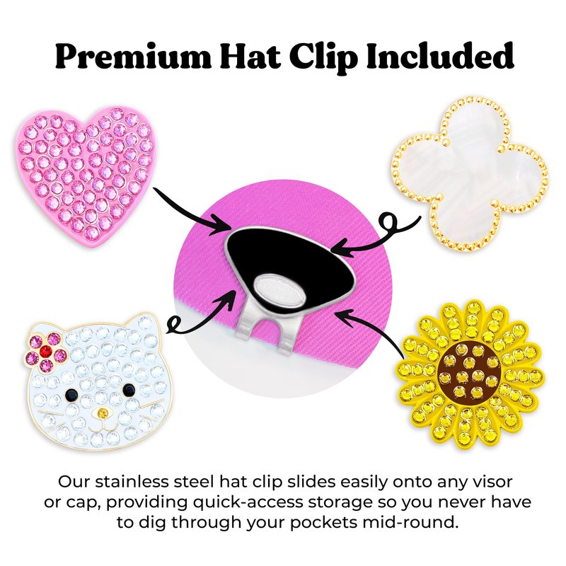 NAVIKA Queen of the Course Pink Crown Golf Ball Marker with Austrian Crystals | Hat Clip Included | Royal Themed Golfing Accessory | Luxury Tournament Gift for Women Golfers