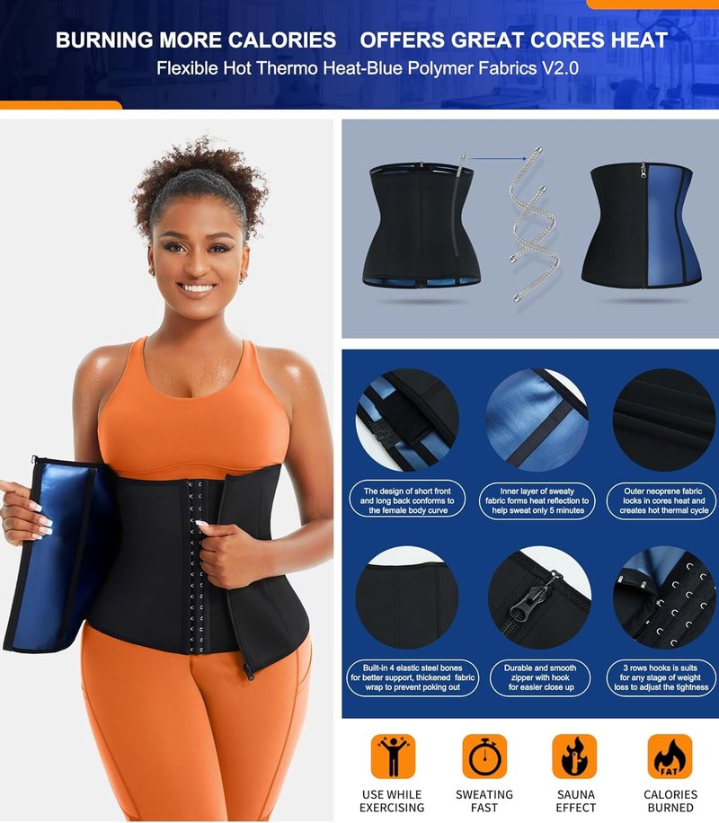 Waist Trainer for Women - Lower Belly Trimmer Corset Tummy Wrap | Sweat Belt for Workout & Sauna Suit