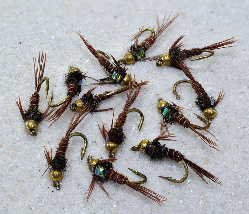 Bead Head Flash Back Pheasant Tail Mayfly Nymph Flies - 12 Mustad Signature Hooks