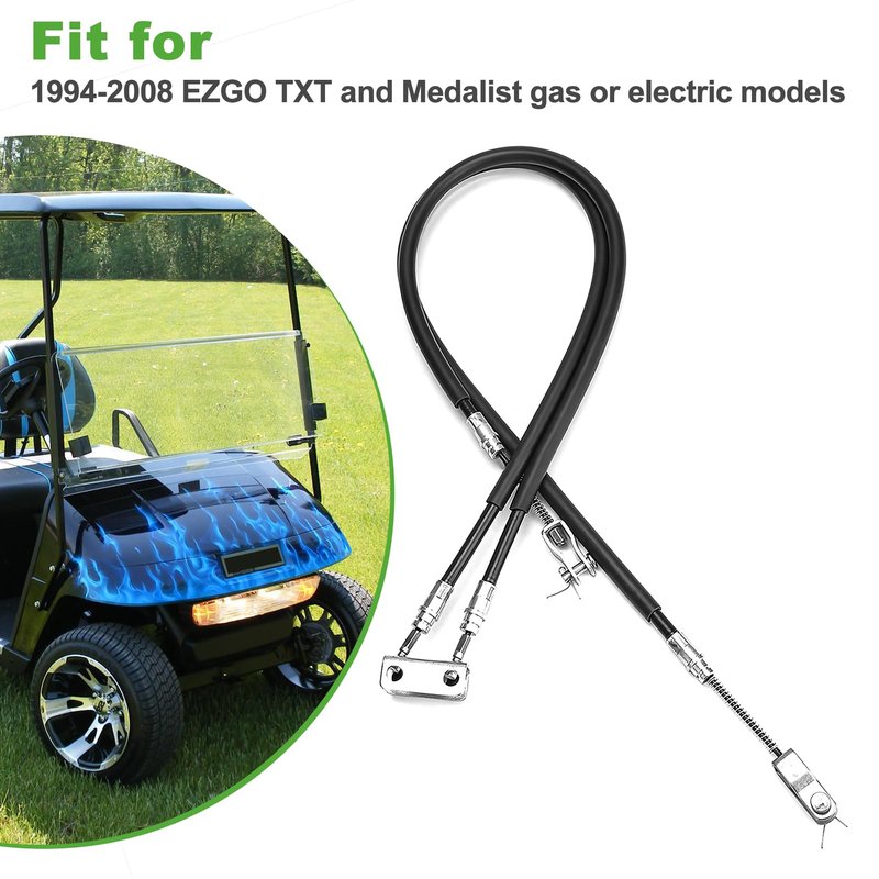 10L0L Brake Cable Set Passenger and Driver Side Fits EZGO (94+) TXT or Medalist Golf Cart Replaces 70969-G03