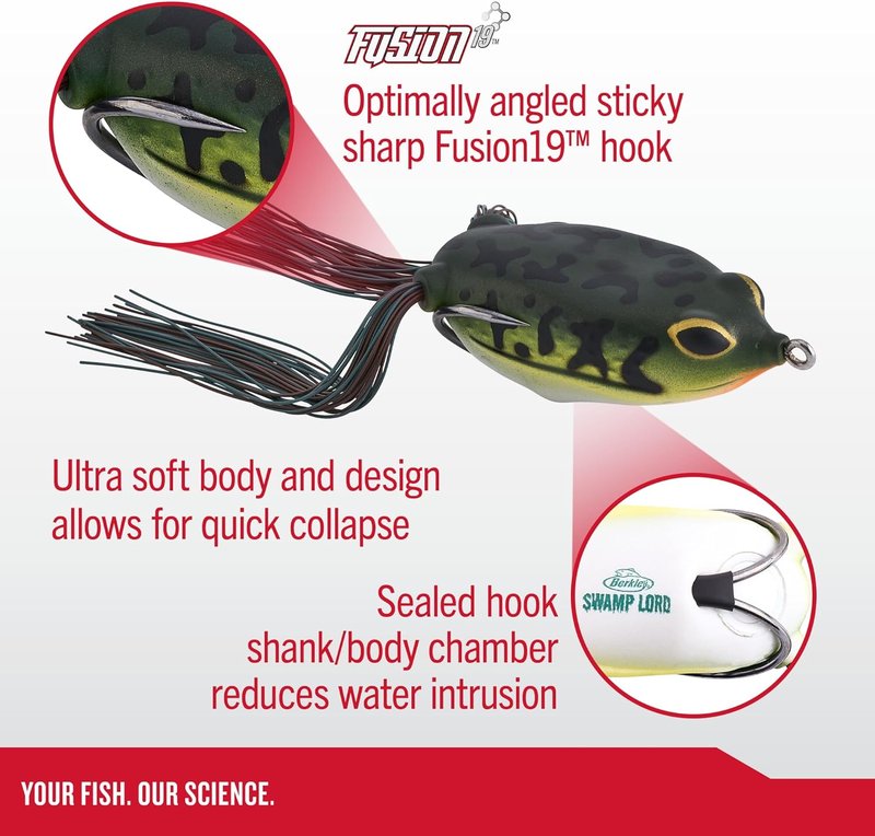 Berkley Hollow Body Frog Fishing Bait - Realistic Design for Bass Fishing | 3" Green Color