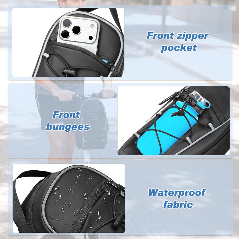 PGmoon Electric Scooter Bag with 4L Large Capacity, Universal Electric Scooter Handlebar Storage Bag with Multiple Pockets for Carrying Tools, Water-Resistant (Patent Design)