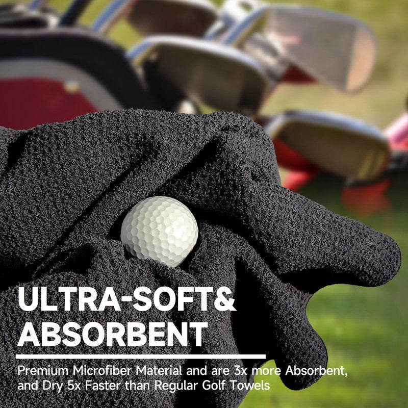 ATTRACTIVE Golf Towels, Microfiber Waffle Pattern Towels - Golf Club Brush with Cleaning (2 Purple Towel+Black Brush)