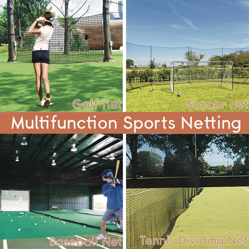 Golf Practice Net,Heavy Duty Nylon Golf Hitting Net,Golf Net Outdoor Indoor with Wire Hanging Kit,Golf Nets for Backyard Driving，Golf,Baseball, Hockey, Soccer（10/15/20/25/30ft (Black-10x10ft)
