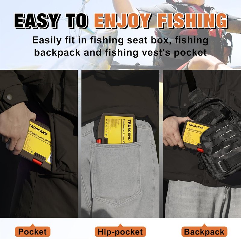 Complete Fishing Lures Kit - Tackle Box with Crankbaits, Minnows, Frogs & More | Bass, Panfish, Trout Accessories