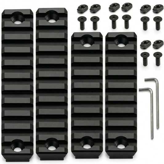 Gotical 9 Slots and 11 Slots Rail Section for M Lok Handguard Eleven Slots Rail Picatinny Rail (2 Pieces 9 Slot, 2 Pieces 11 Slot)