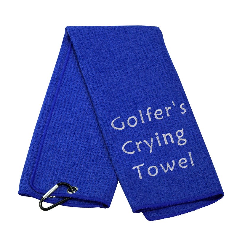 LEVLO Embroidered Golf Towel Gift Golf Lover Gift Golfer's Crying Towel Golf Towel with Clip (Golfer's Crying)