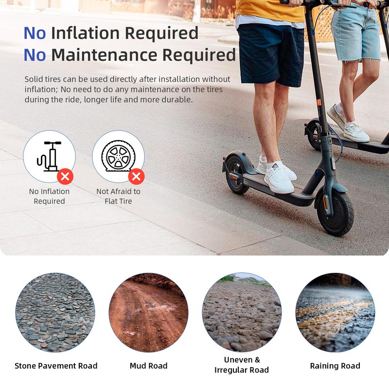 ulip (2-Pack) 8.5 x 2 Solid Scooter Tire 8.5 inch Rubber Tire 50/75-6.1 Front and Rear Wheels Replacement for Gotrax GXL V2 Hiboy S2 Pro Xiaomi M365 Pro Pro2 1S MI3 and 8.5 inch Scooters