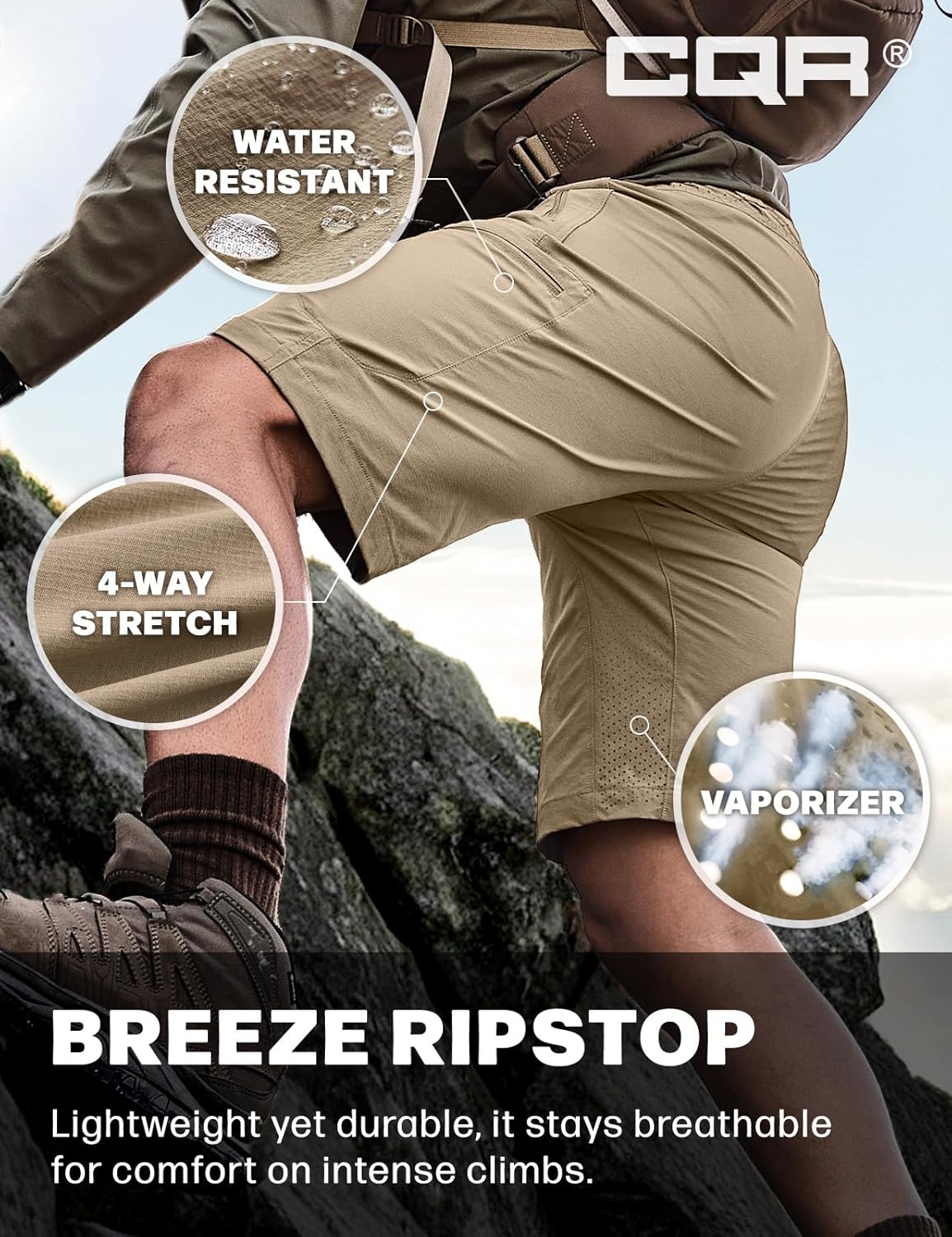 Men's Quick Dry Hiking Cargo Shorts - Lightweight Water-Resistant Tactical Design | Multiple Pockets for Outdoor Activities