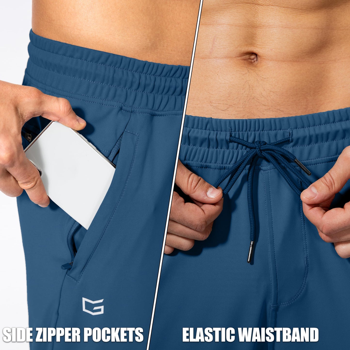 G Gradual Men's Sweatpants with Zipper Pockets Athletic Pants Traning Track Pants Joggers for Men Soccer, Running, Workout(Dark Blue,XS)