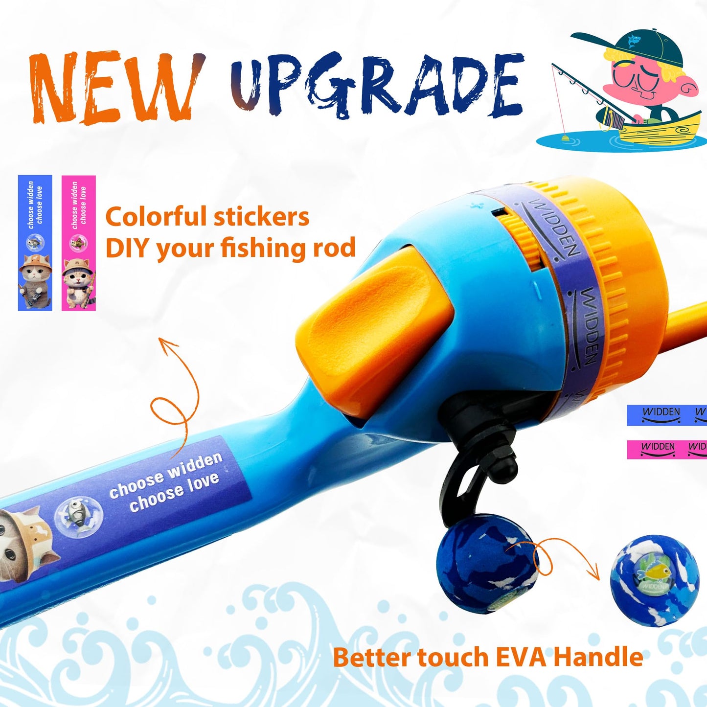 WIDDEN Kids Fishing Pole, Telescopic Fishing Rod, Toddler Collapsible Fishing Rod and Reel Combo with Tackle Box, Fishing Line, Bobber, and Soft Lures for Boy, Girl, Youth, Beginner, Over 4 Years Old