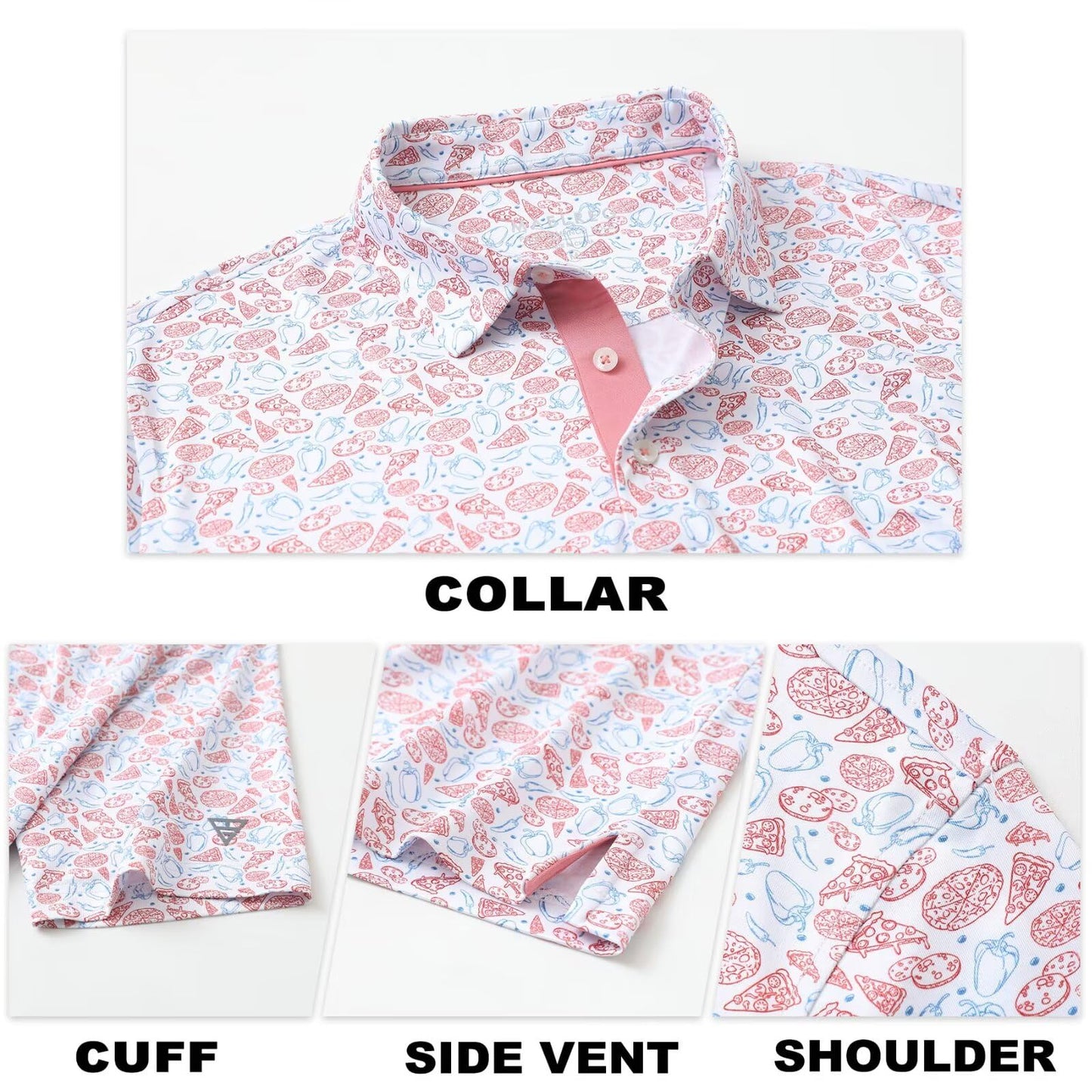 M MAELREG Golf Shirts for Men Dry Fit Print Patterns Performance Moisture Wicking Mens Polo Shirts Short Sleeve
