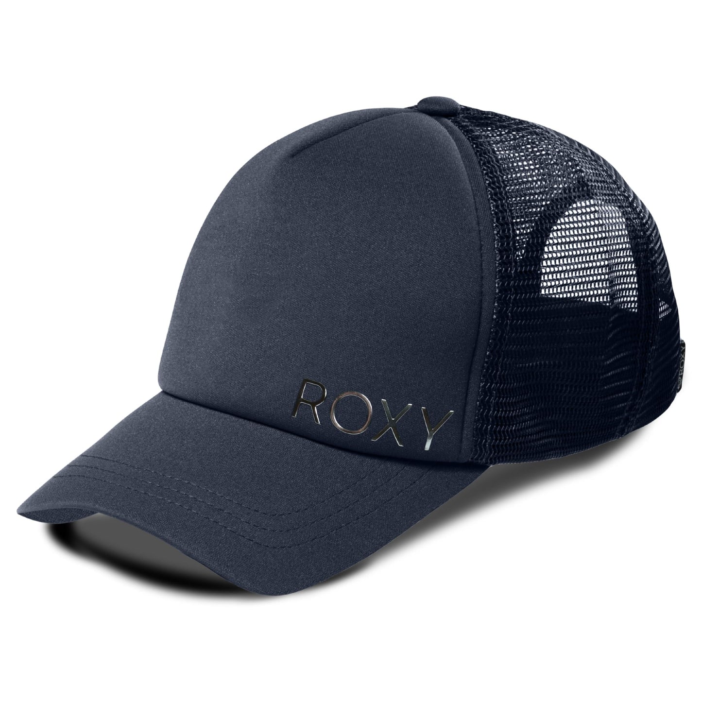 Roxy Women's Finishline Trucker Hat – 100% Cotton Adjustable Summer Cap with Mesh Back, Lightweight and Breathable Festival or Beach Style for Travel and Outdoors, Mood Indigo/Silver