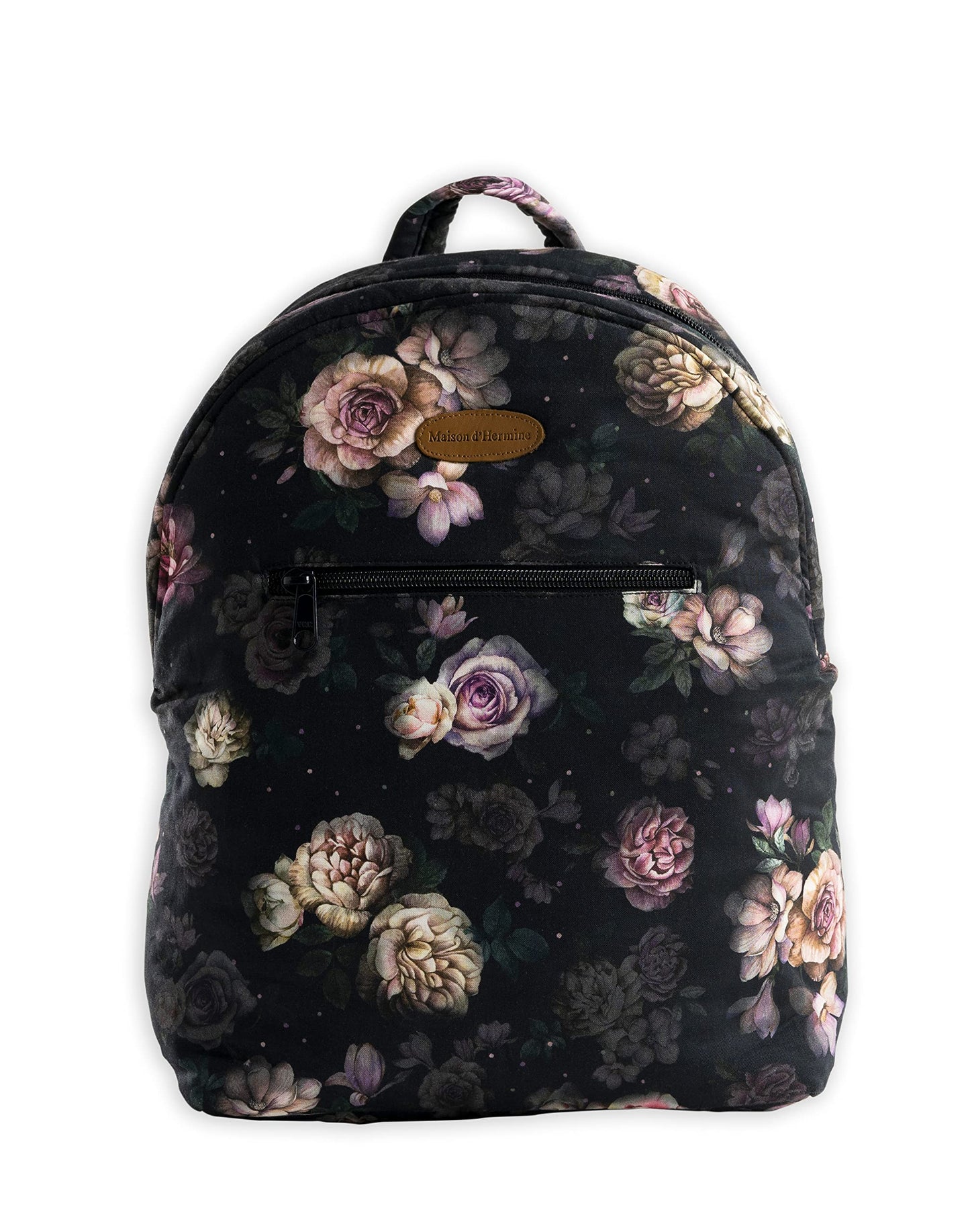 Maison d' Hermine Backpack for Women Men Cotton Shoulder Multipurpose Rucksack with Small Pouch Lightweight Multi Pocket Bag for Travel Work Beach Perfect for Spring Summer (Moody Florals)