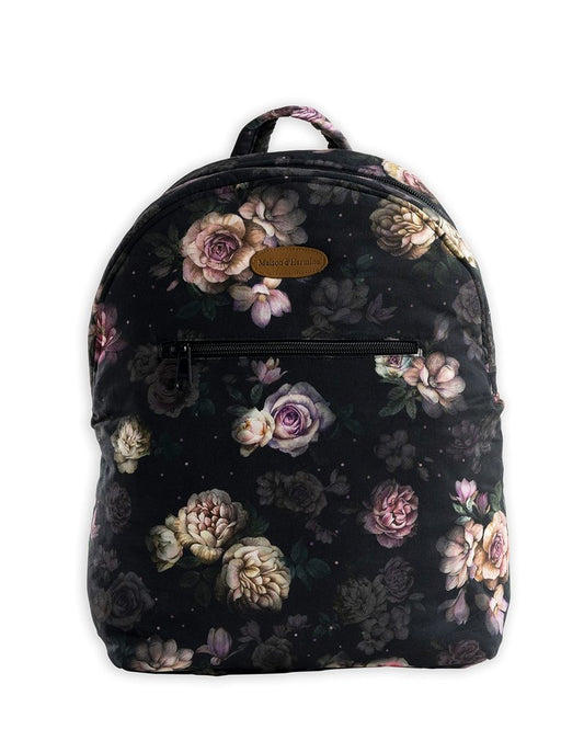 Maison d' Hermine Backpack for Women Men Cotton Shoulder Multipurpose Rucksack with Small Pouch Lightweight Multi Pocket Bag for Travel Work Beach Perfect for Spring Summer (Moody Florals)