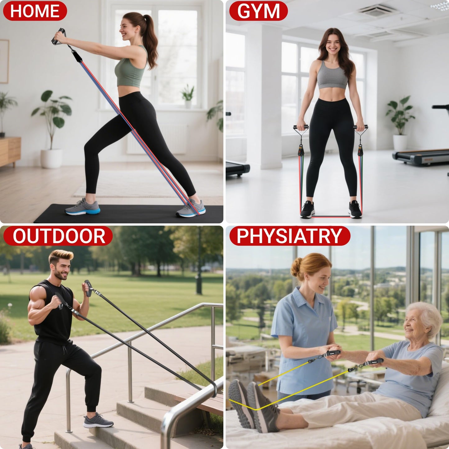 Readaeer Resistance Bands, Exercise Bands for Working Out, Work Out Bands with Handles for Men and Women for Indoor and Outdoor Sports