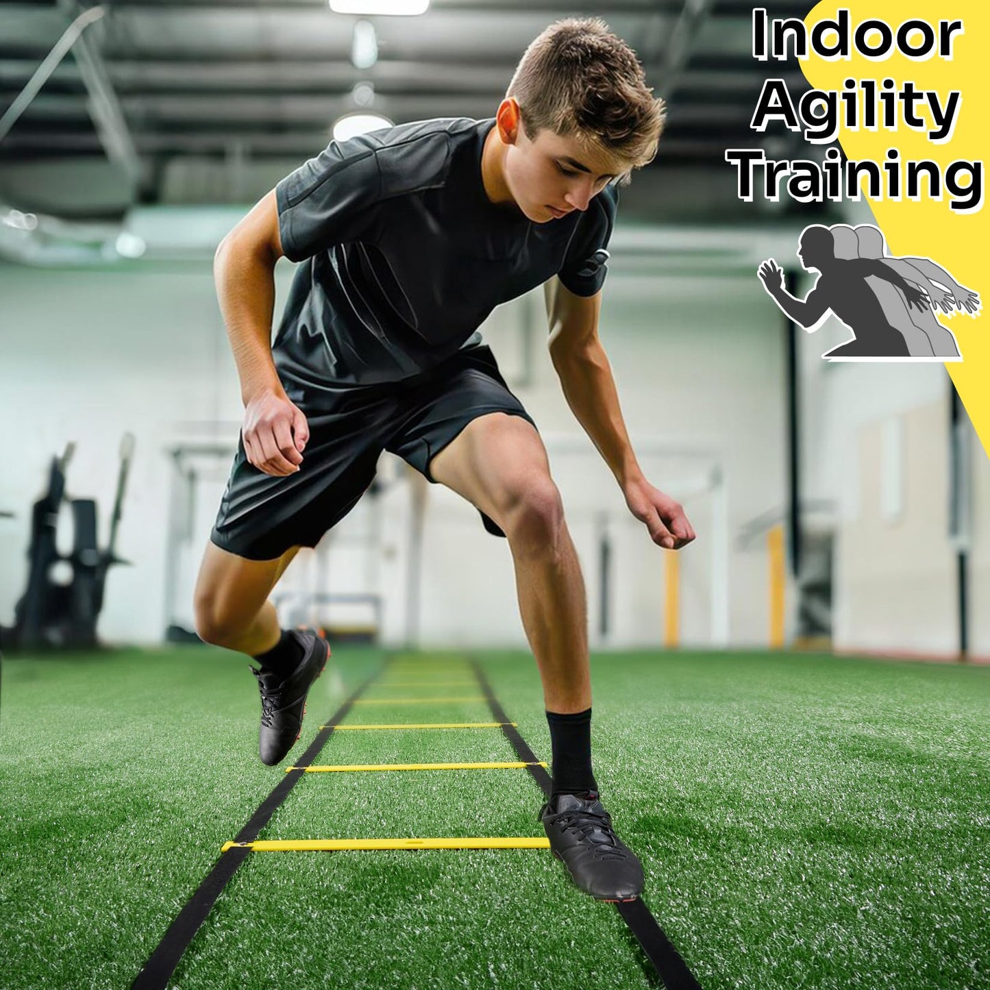 Dimples Excel Agility Ladder 12 Rung 20 FT Speed Training Ladder (Yellow)