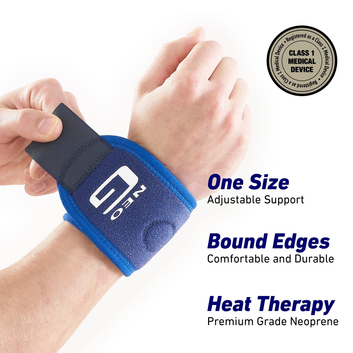 Neo-G Wrist Band - Support For Joint Pain, Arthritis, Sprains, Strains, Instability, Sports, Golf, Tennis, Basketball - Adjustable Compression - Class 1 Medical Device - One Size - Blue