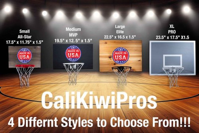 Cali Kiwi Pros Elite Mini Basketball Hoop & Ball Set, Wall Mount, Indoor Made in The USA Cedar Backboard. Includes 9” Hoop, Net, Pump & 5 Mini Basketballs. (Natural)