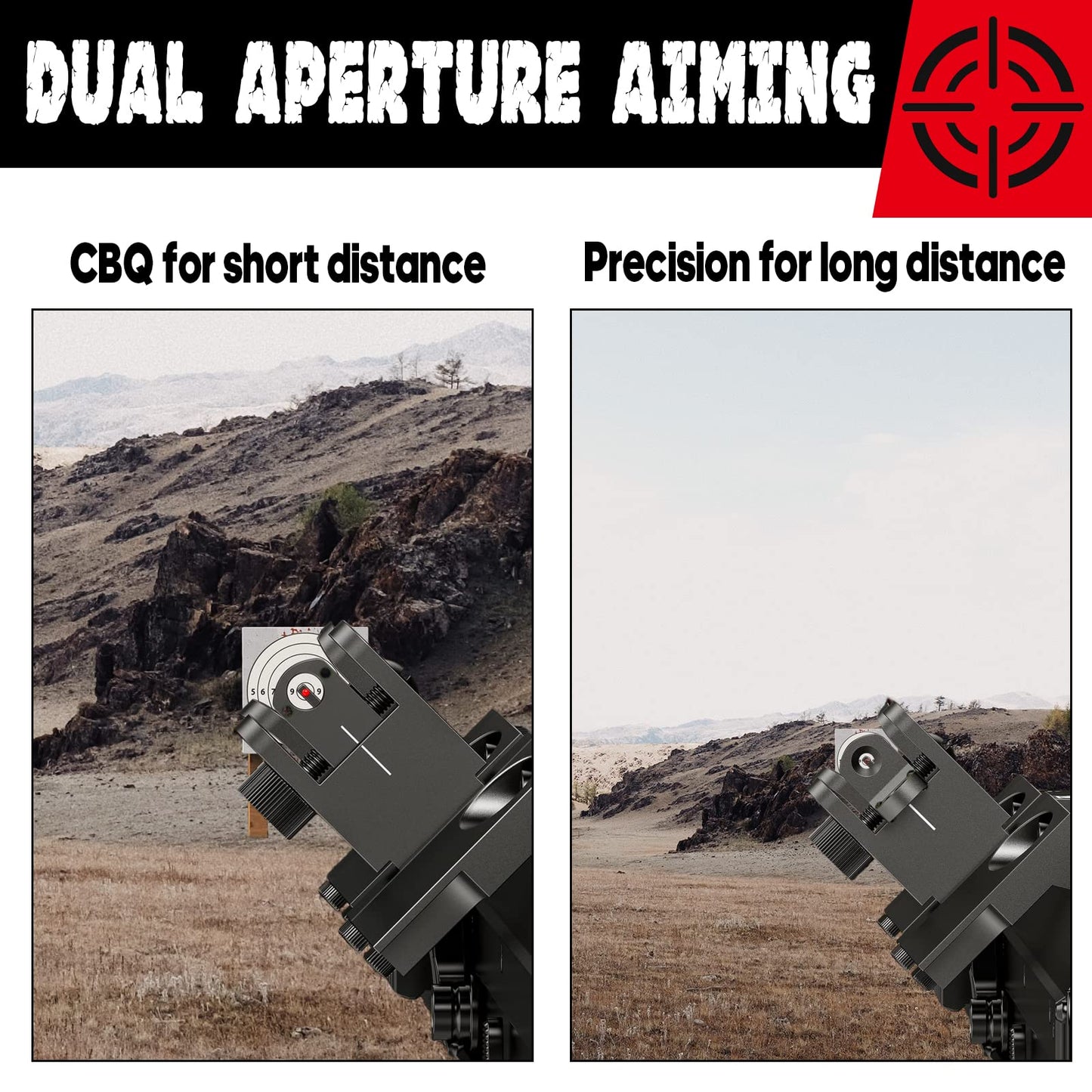 45 Degree Offset Flip Up Iron Sights | Aluminum Flip Up Sights | Canted Iron Sights Flip Up for Picatinny Rail Metal | Low Profile Flip Up Iron Sights