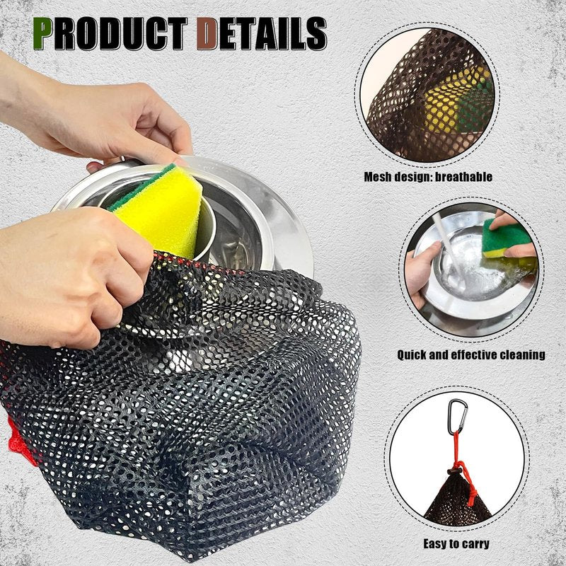 Scout Camping Mess Kit for Person 18/8 Stainless Steel Utensils Camping Dinnerware Kit Boy Scout Dishes Set Girl Scout Mess Kit with Mesh Bag Camping Cutlery Set for Travel Trip School Camp (2 Set)