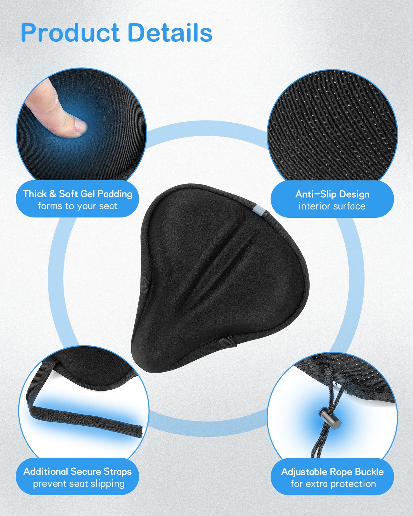 CUNCUI Bike Seat Cushion, Gel Seats Cover, Bicycle Covers, Bike Seat Cushion for Women Men Comfort Compatible, Suitable for Outdoor and Indoor (11x10 inch)