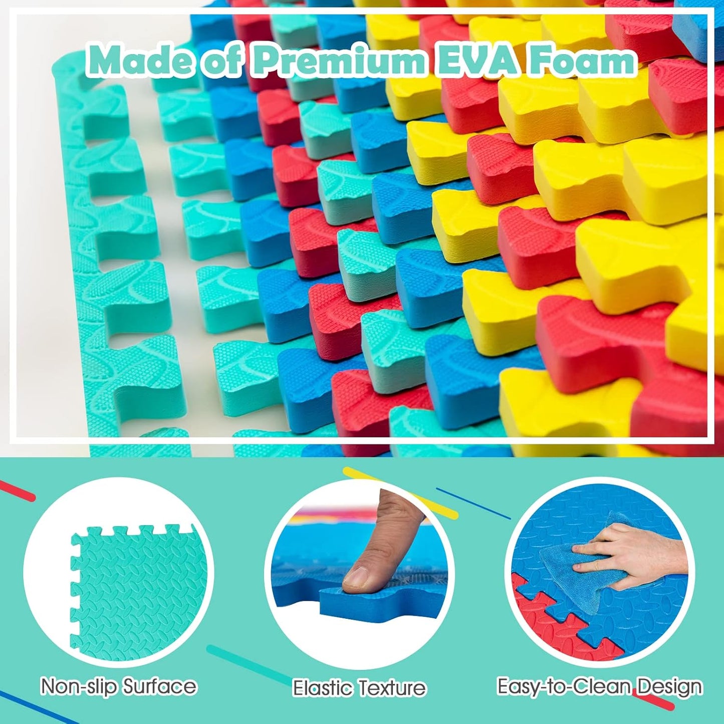 Tangkula 12 Tiles Exercise Flooring Mats - Non-Slip EVA Foam Interlocking Mats for Home Gym | 1/2" Thick