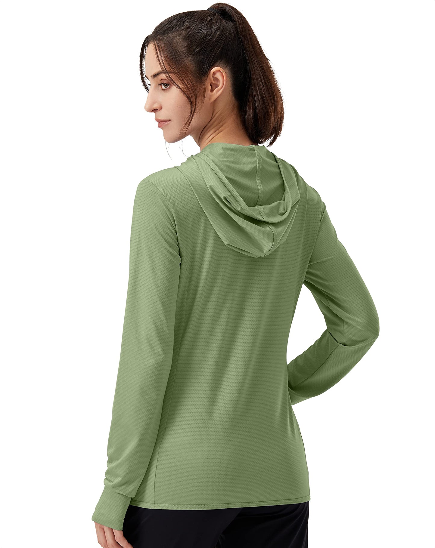 Soothfeel Women's UPF 50+ Sun Protection Hoodie Jacket Lightweight Long Sleeve Sun Shirt for Women with Pocket Hiking Outdoor Olive M