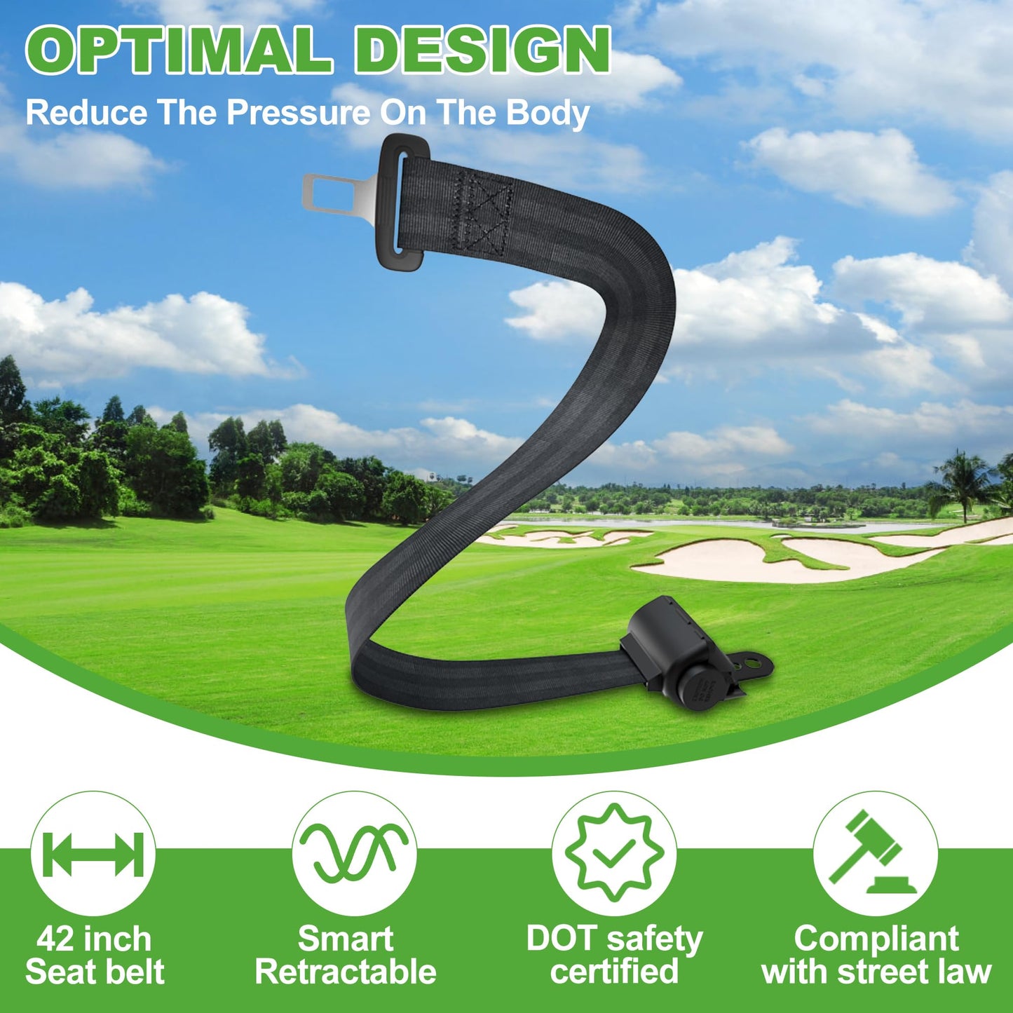 10L0L Golf Cart Front & Rear Seat Belt Kit for Yamaha, Club Car, EZGO Golf Cart Models,Universal Retractable Seat Belt Kit- 4PCS(Note: Without Mounting Bracket)