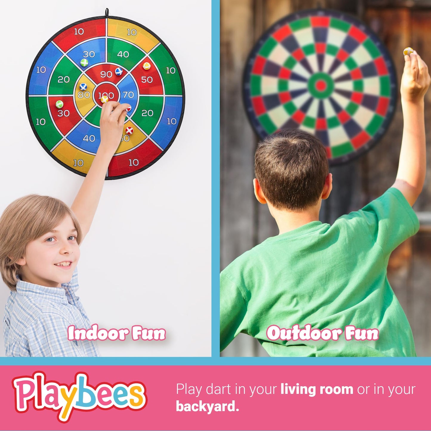 Playbees Large Dart Board for Kids 29" – Sticky Ball Dart Game for Boys & Girls – Indoor/Outdoor Safe Hanging Dartboard – Fun for Ages 3–12 – Perfect Christmas