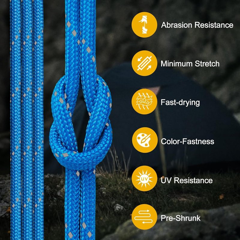 Reflective Paracord Rope - 850lb Heavy Duty 11 Strand Parachute Cord | 1000ft Blue for Camping, Hiking & DIY Crafts