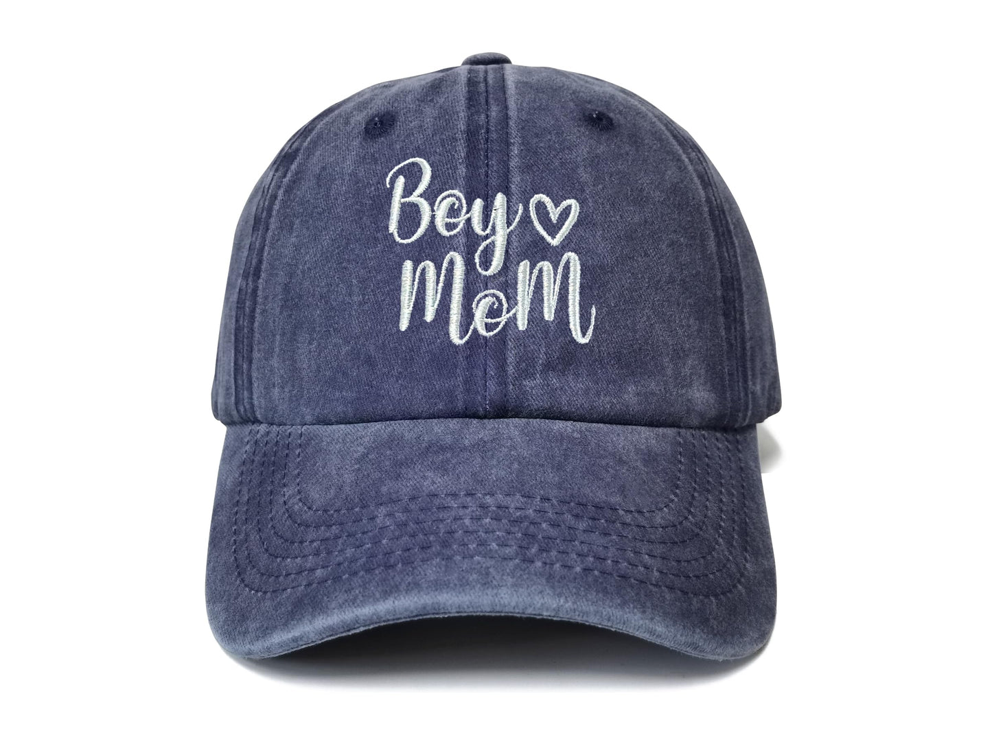 Shenbors Boy Mom Hat for Women, for Mama Mommy Mum, Embroidered Navy Blue Baseball Cap, Adjustable Snapback Hat