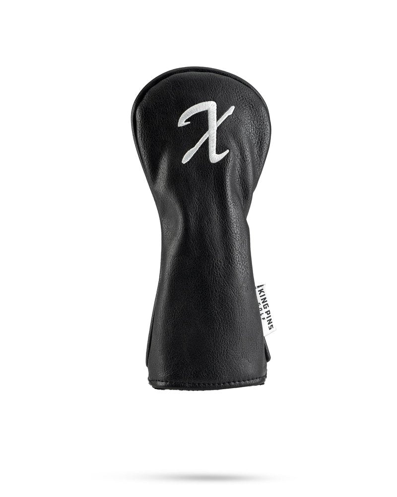 King Pins Golf Black Headcovers - Premium Quality Golf Headcovers. Embroidered Hand-Made Leather, Stylish Golf Club Cover - Customize Your Golf Bag (Hybrid)