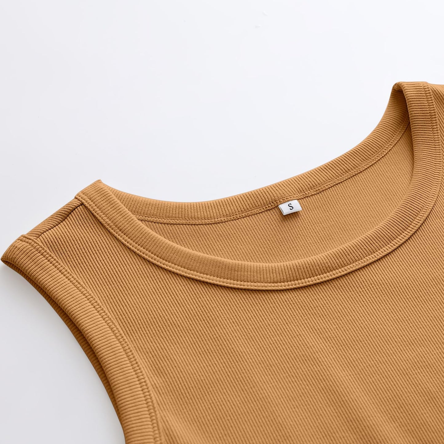 ANRABESS Womens Sleeveless High Neck Tank Tops Fashion Summer Casual Basic Slim Fit Ribbed Racerback Top Shirt Clothes Ginge X-Large