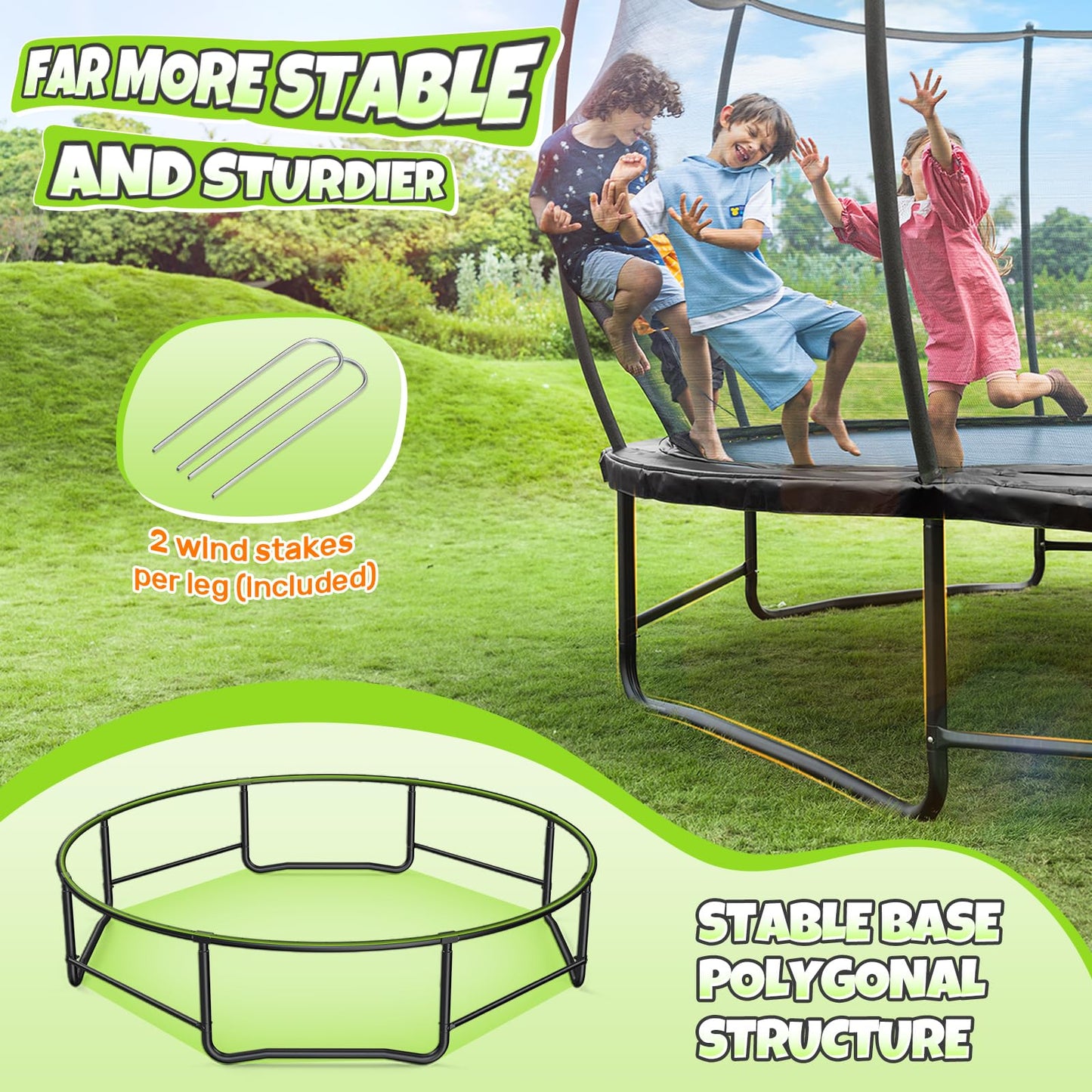 BCAN Trampoline 16FT Recreational Trampoline with Enclosure for Kids Adults, ASTM Approved, Outdoor Trampoline with Ladder for Kids bk