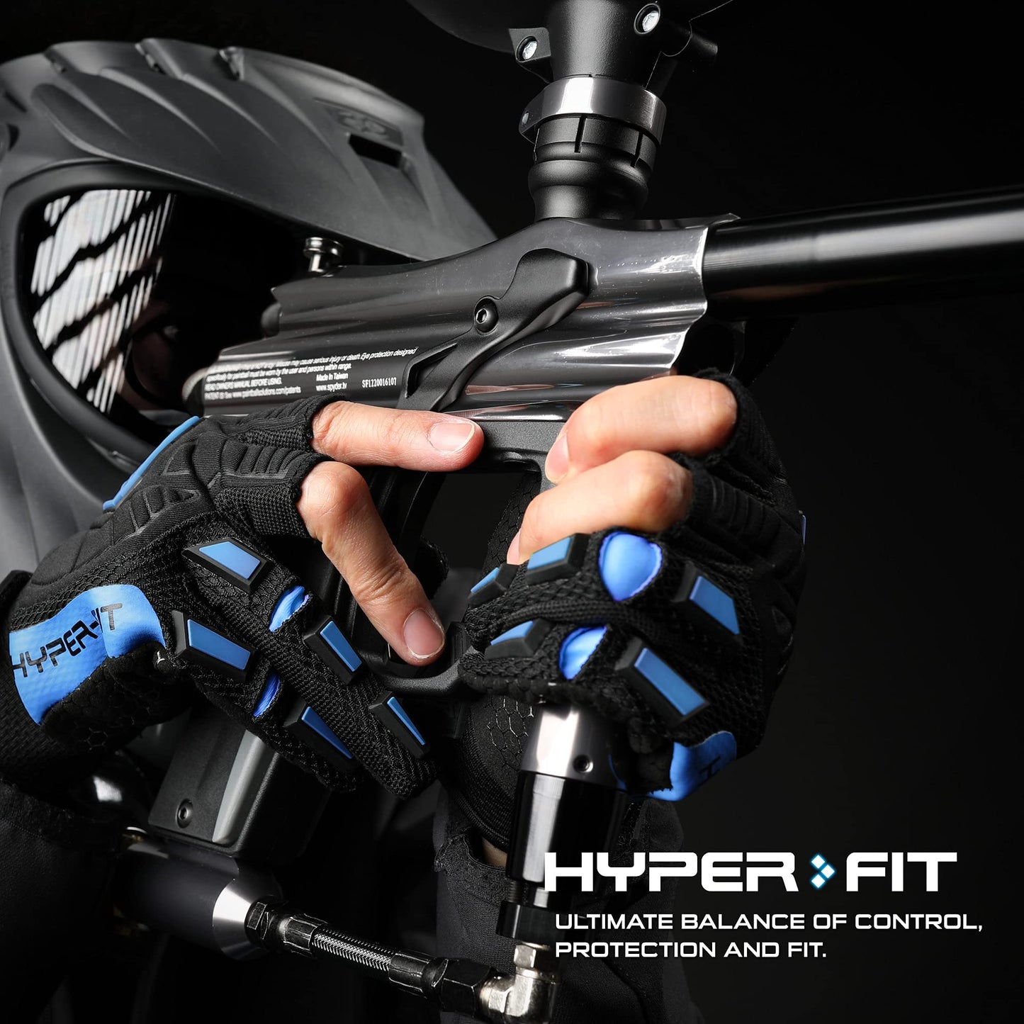 Glove Station Hyper-Fit Tactical Paintball Gloves - 2 Fingerless Design Paintball & Airsoft Gear for Men with Outstanding Grip for Combat, Hunting, Shooting and Airsoft - Blue, XL Size