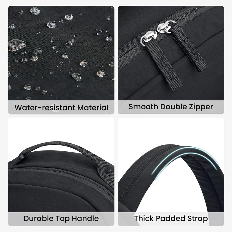 G4Free Small Nylon Backpack for Women Men, Lightweight Bookbag Backpack Daypack for Travel Work School Hiking, Black